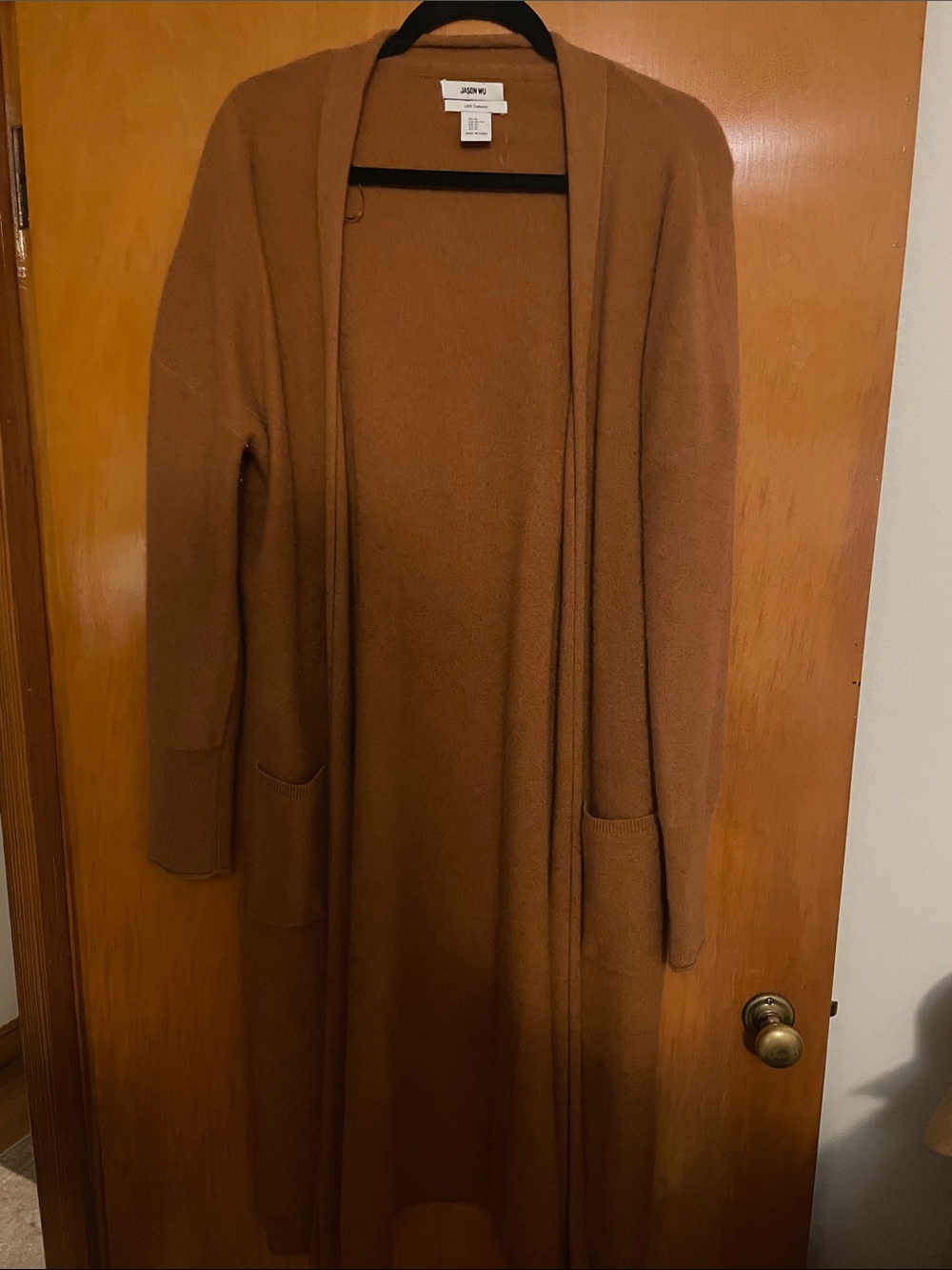 Jason Wu Long Open-Front Camel Brown Cardigan
